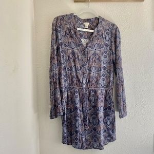 Hinge Purple Paisley Tunic Dress with Pockets